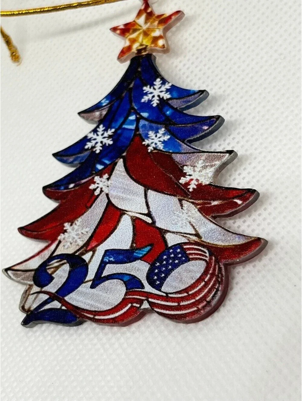 Patriotic 250th Anniversary Christmas Tree Ornament with Star 1/6